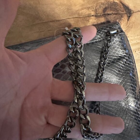 Michael Kors Parker Medium Metallic Snake-Embossed Leather Shoulder Bag - Picture 7 of 10